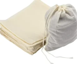 30 bomuldsmuslinposer 15*20 cm, genanvendelige netposer med snøre til opbevaring af krydderier, hobbyartikler, iblødsætning af medicinsk vin