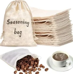 30 bomuldsmuslinposer 15*20 cm, genanvendelige netposer med snøre til opbevaring af krydderier, hobbyartikler, iblødsætning af medicinsk vin