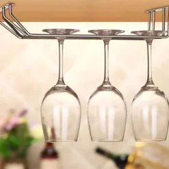Vinglasholdere>35 cm dobbelt rækket vinglasreol i rustfrit stål, hængende hylde til bar, køkken og andre hjem