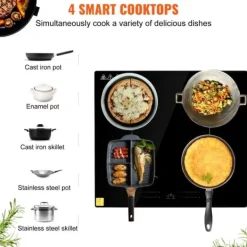 24" elektrisk kogeplade med 4 brændere, keramisk glaskomfur og top touch kontrol. Effektiv madlavning!