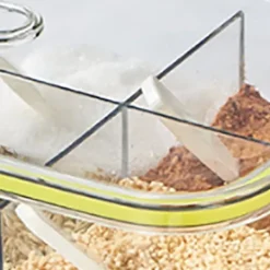 4 gitter klar krydderæske Køkken krydderipotte Krydderier Opbevaringsbeholder med låg og ske Gennemsigtig og grøn