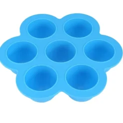 7 hulrum silikone æggeform genanvendelig opbevaringsbeholder babymad frysebakker med låg blå Sale