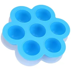 7 hulrum silikone æggeform genanvendelig opbevaringsbeholder babymad frysebakker med låg blå Sale