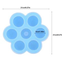 7 hulrum silikone æggeform genanvendelig opbevaringsbeholder babymad frysebakker med låg blå Sale
