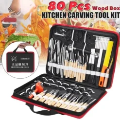 80 i 1 bærbar grøntsagsmad Frugtgravør Køkkenudskæringsværktøjssæt med taske