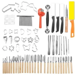 80 i 1 bærbar grøntsagsmad Frugtgravør Køkkenudskæringsværktøjssæt med taske