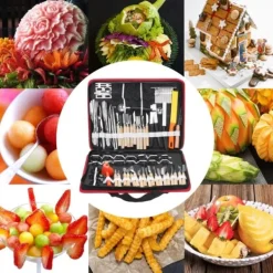 80 i 1 bærbar grøntsagsmad Frugtgravør Køkkenudskæringsværktøjssæt med taske