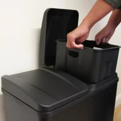 60 L Dubbla Soptunnor med pedaler | Svart Outlet