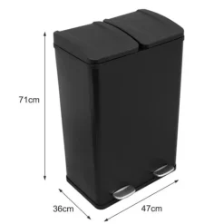 60 L Dubbla Soptunnor med pedaler | Svart Outlet