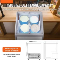 158 L Kommerciel Gelato Dyppefryseskab, Is-udstillingsskab, Hurtig Køling, Energi Effektiv, Digital Temperaturkontrol Best
