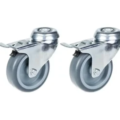 75 mm 3" hjul, gråt gummidæk, drejeligt med bremse, 120 kg kapacitet, sæt med 2 stk. Online