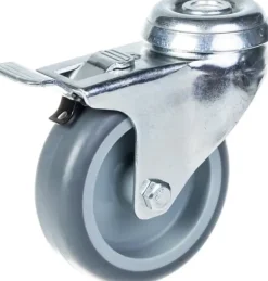 75 mm 3" hjul, gråt gummidæk, drejeligt med bremse, 120 kg kapacitet, sæt med 2 stk. Online