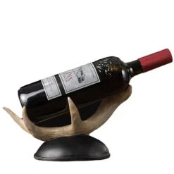 1 pakke, vinflaskeholderskulptur af hjortehorn - fritstående moderne boligindretning til køkken, stue, spisestue, vinkælder, 25*10*17 cm Best