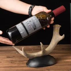 1 pakke, vinflaskeholderskulptur af hjortehorn - fritstående moderne boligindretning til køkken, stue, spisestue, vinkælder, 25*10*17 cm Best