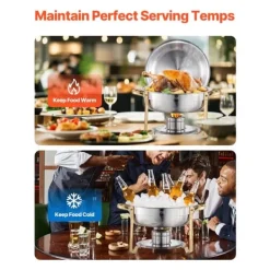5 Qt 4 Pakke Rund Chafing Fad Buffet Sæt, Fuld Størrelse Pan, Rustfrit Stål, Slidstærk og Æstetisk Outlet