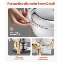 5 Qt 4 Pakke Rund Chafing Fad Buffet Sæt, Fuld Størrelse Pan, Rustfrit Stål, Slidstærk og Æstetisk Outlet