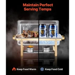 8 Qt 4-pak Rektangel Gnidefad, Buffetsæt i Fuld Størrelse, Rustfrit Stål Pande New