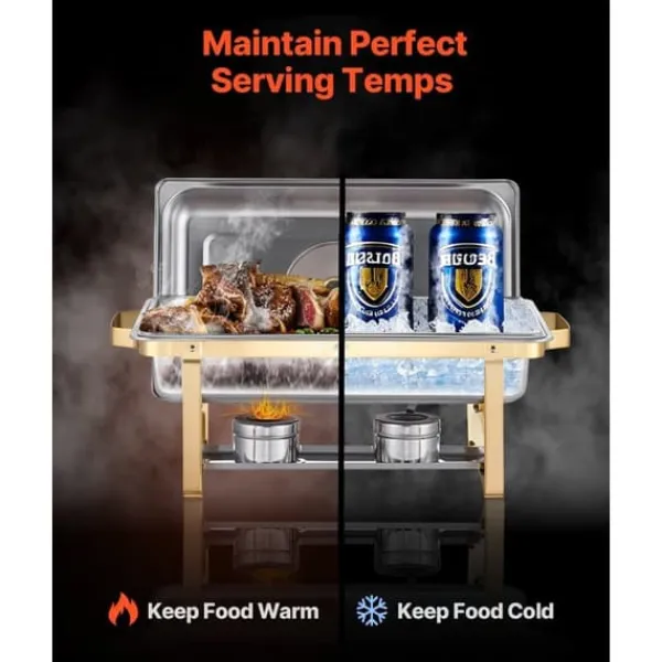 8 Qt 4-pak Rektangel Gnidefad, Buffetsæt i Fuld Størrelse, Rustfrit Stål Pande New