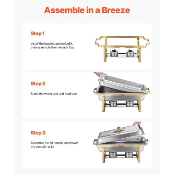 8 Qt 4-pak Rektangel Gnidefad, Buffetsæt i Fuld Størrelse, Rustfrit Stål Pande New