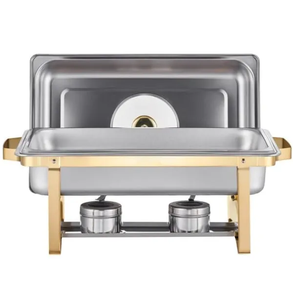 8 Qt 4-pak Rektangel Gnidefad, Buffetsæt i Fuld Størrelse, Rustfrit Stål Pande New