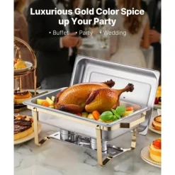 8 Qt 4-pak Rektangulært Gnidefad, Buffetsæt, Fuld og Halv Størrelse Pander, Holdbar, Praktisk Til Catering og Fester Outlet