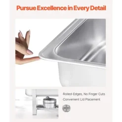 8 Qt Varmefad Buffetsæt, 6-pak Rektangulær, Fuld Størrelse Pande i Rustfrit Stål Sale