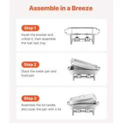 8 Qt Varmefad Buffetsæt, 6-pak Rektangulær, Fuld Størrelse Pande i Rustfrit Stål Sale