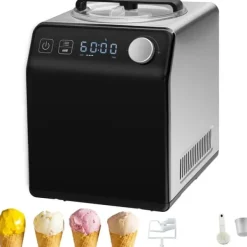 2 Quart Automatisk Ismaskine - Elektrisk Yoghurt og Gelato - Sort Hot