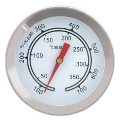 100~700℉ Rustfrit Stål Grilltermometer Temperaturmåler Analog Skive Dobbelt Skala New