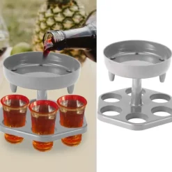 6 Shotglas Dispenser Holder Roterende Spiritus Dispenser Vinreol Hylde Festartikler Grå
