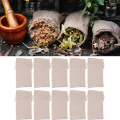 10 st bomullslinnepåse Liten förvaringsväska med dragsko 9 X 6,7 tum Återanvändbar förvaringspåse för brödblommor