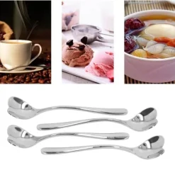 4 st kaffesked rostfritt stål hjärtformad te efterrätt socker omrörningssked för café