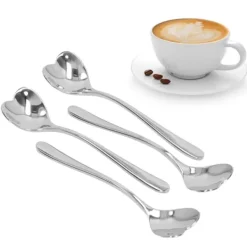 4 st kaffesked rostfritt stål hjärtformad te efterrätt socker omrörningssked för café