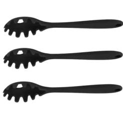 3 st silikon spagetti sked allt i 1 livsmedelsklass värmebeständig silikon spaghetti nudlar sked gaffel köksredskap svart