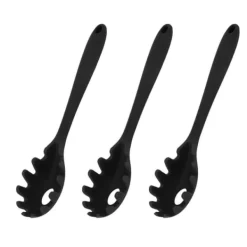 3 st silikon spagetti sked allt i 1 livsmedelsklass värmebeständig silikon spaghetti nudlar sked gaffel köksredskap svart