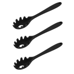 3 st silikon spagetti sked allt i 1 livsmedelsklass värmebeständig silikon spaghetti nudlar sked gaffel köksredskap svart