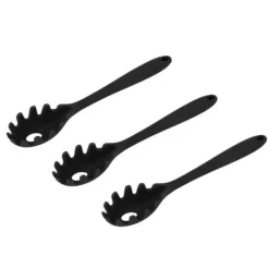 3 st silikon spagetti sked allt i 1 livsmedelsklass värmebeständig silikon spaghetti nudlar sked gaffel köksredskap svart