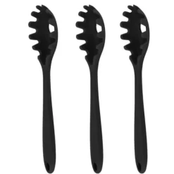 3 st silikon spagetti sked allt i 1 livsmedelsklass värmebeständig silikon spaghetti nudlar sked gaffel köksredskap svart