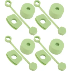 4 sæt silikone-spildsikker prop-sæt Tumler-tilbehør inklusive strådæksel-hætte Firkantet lækageprop Rund låg prop-prop Grøn Hot