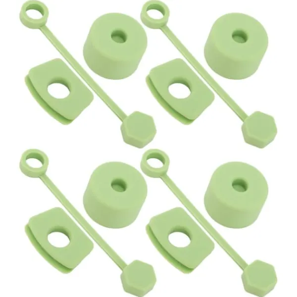 4 sæt silikone-spildsikker prop-sæt Tumler-tilbehør inklusive strådæksel-hætte Firkantet lækageprop Rund låg prop-prop Grøn Hot