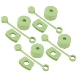 4 sæt silikone-spildsikker prop-sæt Tumler-tilbehør inklusive strådæksel-hætte Firkantet lækageprop Rund låg prop-prop Grøn Hot