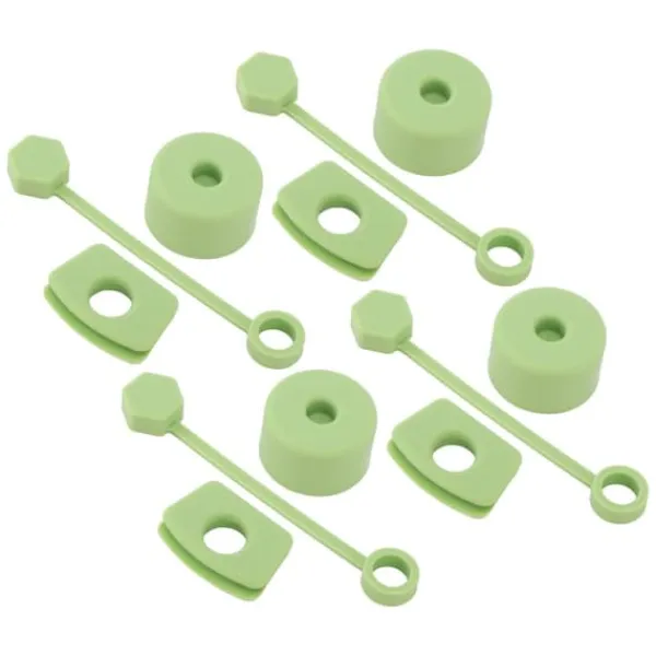 4 sæt silikone-spildsikker prop-sæt Tumler-tilbehør inklusive strådæksel-hætte Firkantet lækageprop Rund låg prop-prop Grøn Hot