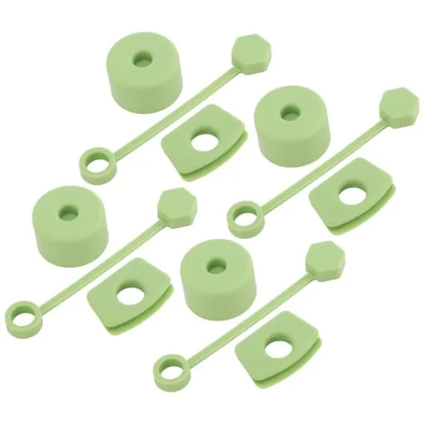 4 sæt silikone-spildsikker prop-sæt Tumler-tilbehør inklusive strådæksel-hætte Firkantet lækageprop Rund låg prop-prop Grøn Hot