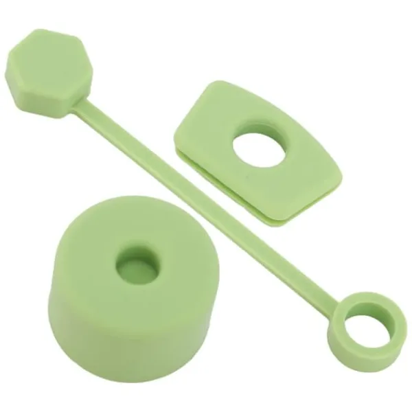 4 sæt silikone-spildsikker prop-sæt Tumler-tilbehør inklusive strådæksel-hætte Firkantet lækageprop Rund låg prop-prop Grøn Hot