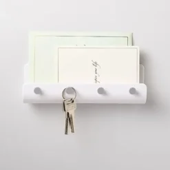 1 stk. ABS nøgleophængsholder væghængt opbevaringskroge gør-det-selv-organisator 4 kroge opbevaringshylde ophængningskroge Clearance