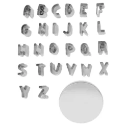 26 stk Alphabet Cookie Cutters Kapital rustfrit stål æske pakket brev kiks udskærere til DIY kage chokolade bagning