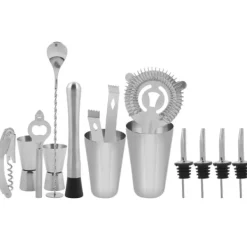 14 stk. cocktailshaker i rustfrit stål, mixer, drikker, drikkeværktøj, gave til bar (600,450 ml)