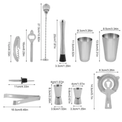 14 stk. cocktailshaker i rustfrit stål, mixer, drikker, drikkeværktøj, gave til bar (600,450 ml)