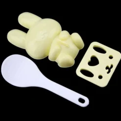 3 stk. fødevaregodkendt PP tegneseriekaninmodel sushirisform gør-det-selv håndværk onigiri lave værktøj (gul) Clearance