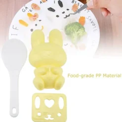 3 stk. fødevaregodkendt PP tegneseriekaninmodel sushirisform gør-det-selv håndværk onigiri lave værktøj (gul) Clearance